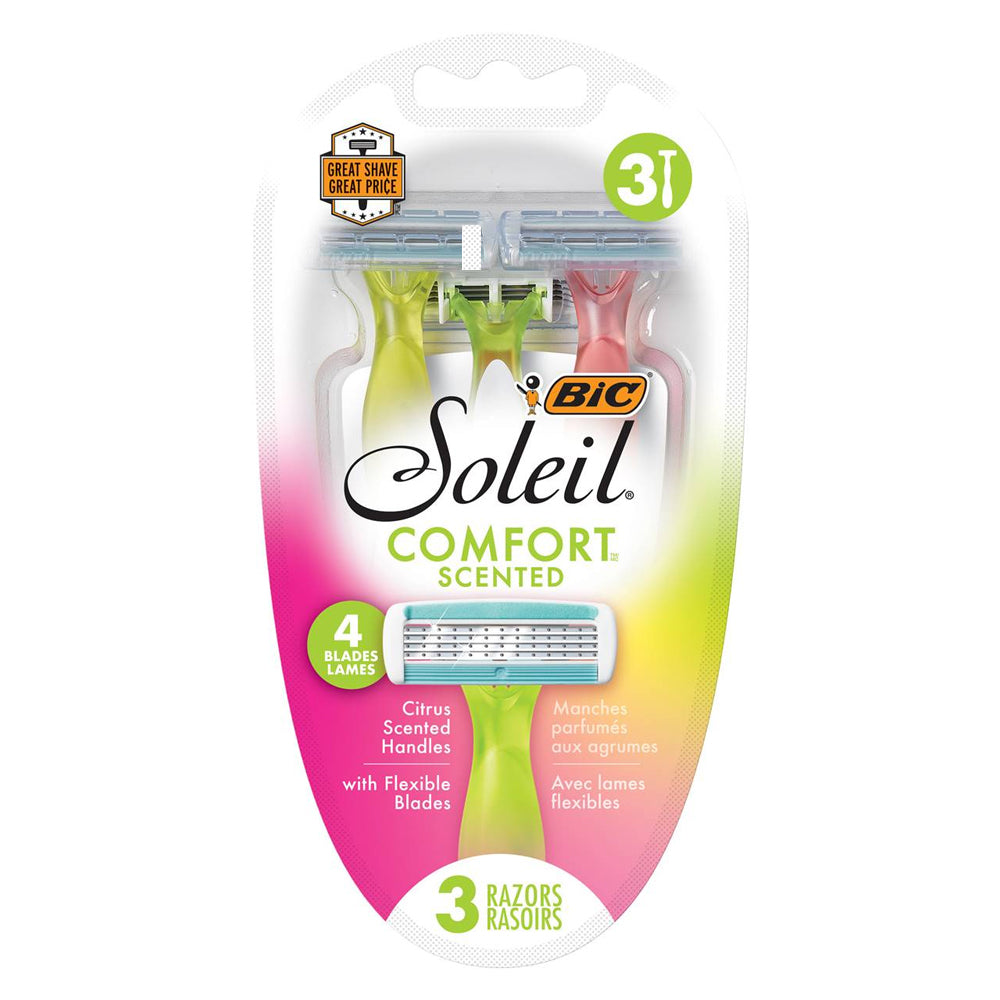 Bic Soleil Women's Comfort Bella Shaving Razors Scented 4 Blade Shaver (3 Pieces)