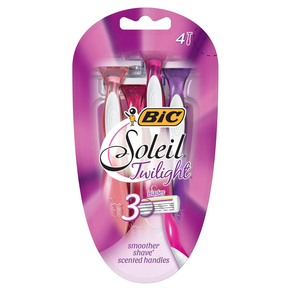 Bic Women's Soleil Smooth Scented Curved Handles 3 Blade Shaving Razors (4 Pieces)