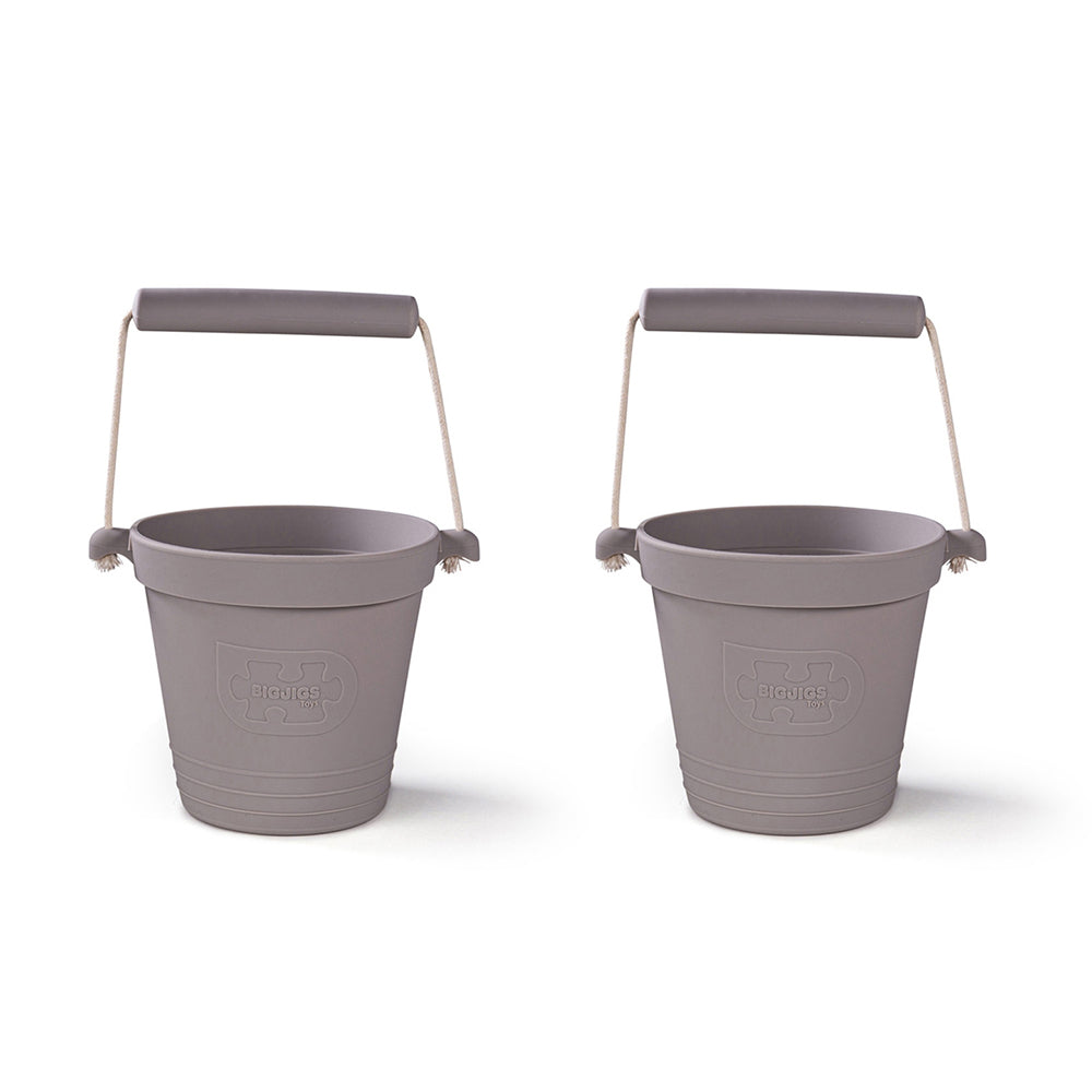 Bigjigs Toys 14cm Activity Bucket Kids/Children Outdoor Toy Stone Grey 18m+ (2 Pack)