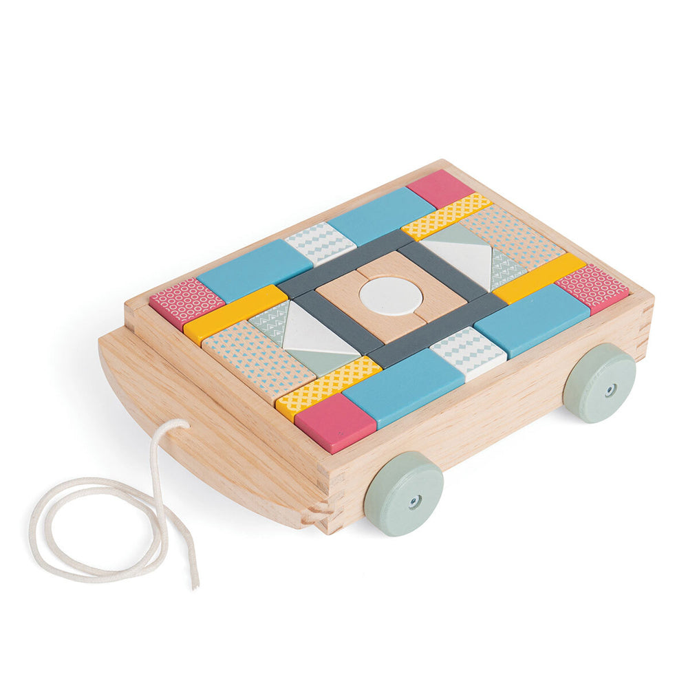 Bigjigs Toys 20cm FSC Brick Cart Kids/Children Wooden Sensory Toy Set 18m+ (30 Pieces)