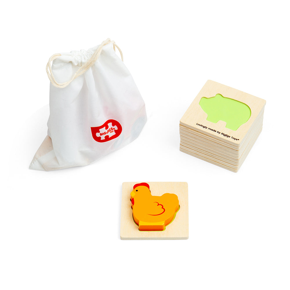 Bigjigs Toys Farm Feel & Find Kids/Children Sensory Puzzle Wooden Toy 10m+ (10 Pieces) — image 4