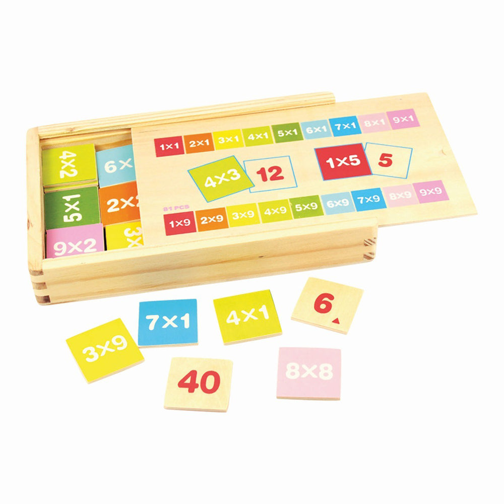 Bigjigs Toys Wood Multiplication/Times Table w/ Box Kids Educational Toy 3+ (81 Pieces)