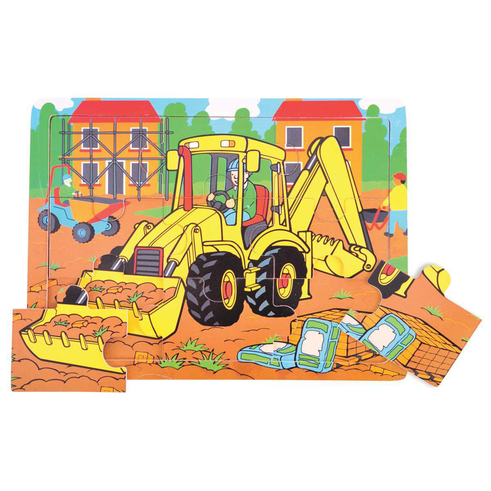 Bigjigs Toys 30cm Medium Tray Puzzle Digger Kids/Children Fun Wooden Toy 2y+ (9 Pieces)