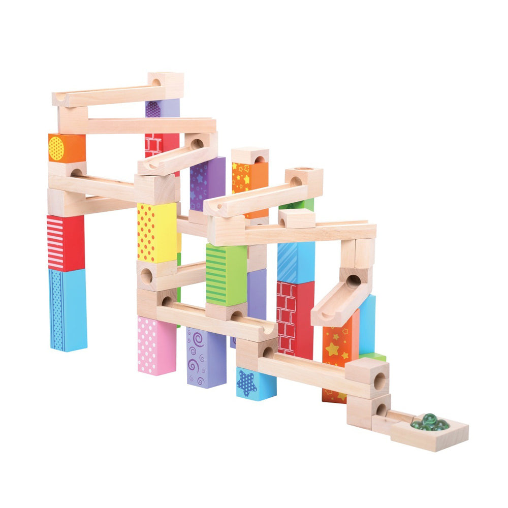 Bigjigs Toys 20cm Marble Run Kids/Children Wooden Educational Play Toy 3y+ (47 Pieces)