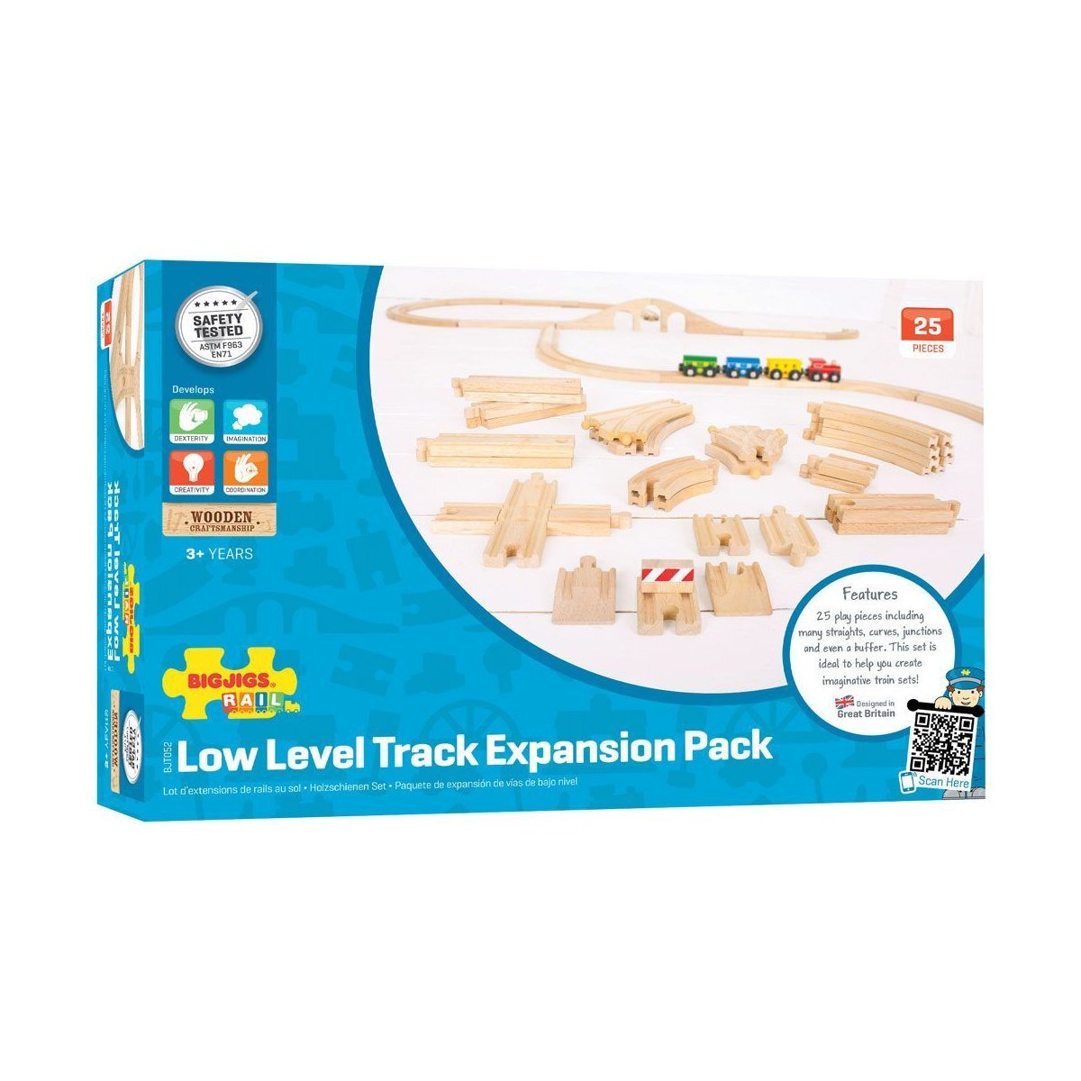 Bigjigs Rail Low Level Track Expansion Pack Wooden Toy Railway Accessory 3+ (25 Pieces) — image 4