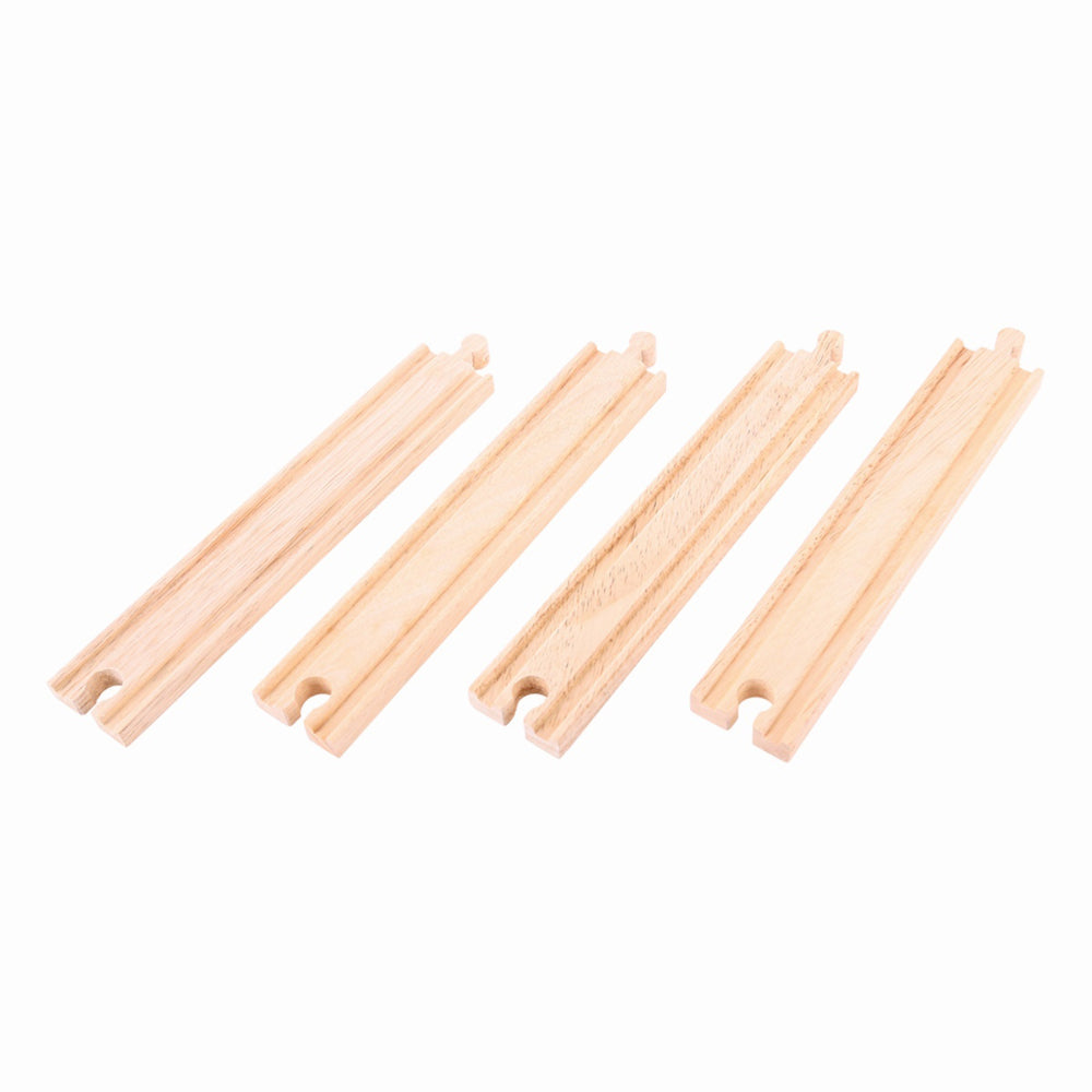 Bigjigs Rail Bigjigs 21.5cm Railway Long Straights Tracks Accessory Kids Wooden Toy 3y+ (4 Pieces)