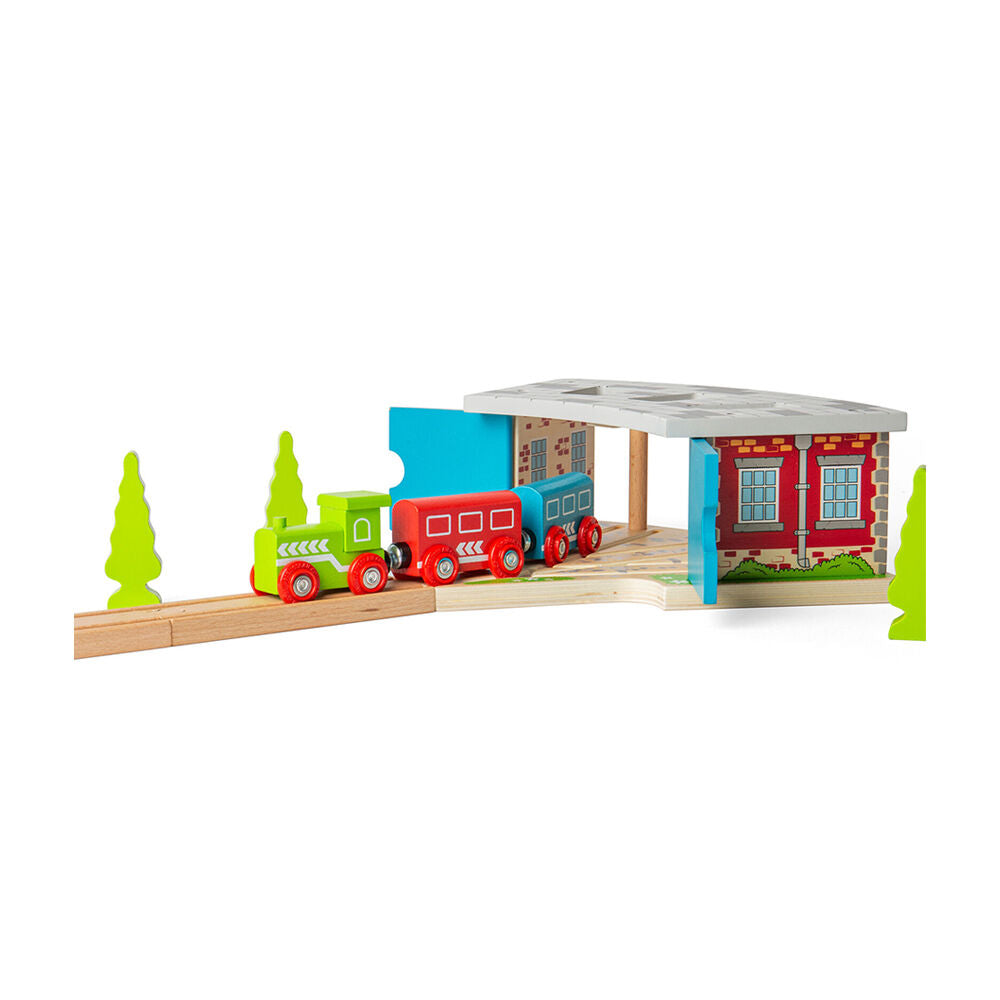 Bigjigs Rail 26x22.5cm Wood Triple Engine Shed Rail Kids Accessories Toys 3y+