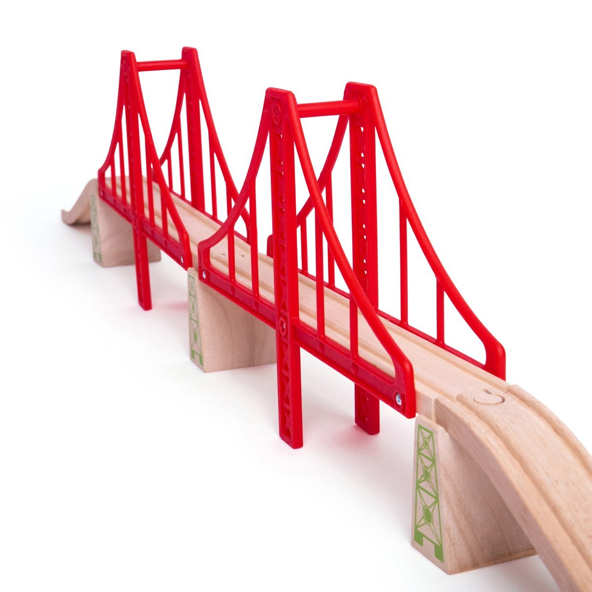 Bigjigs Rail 20cm Double Suspension Bridge Wooden Toy Railway Accessory 3y+ (7 Pieces)