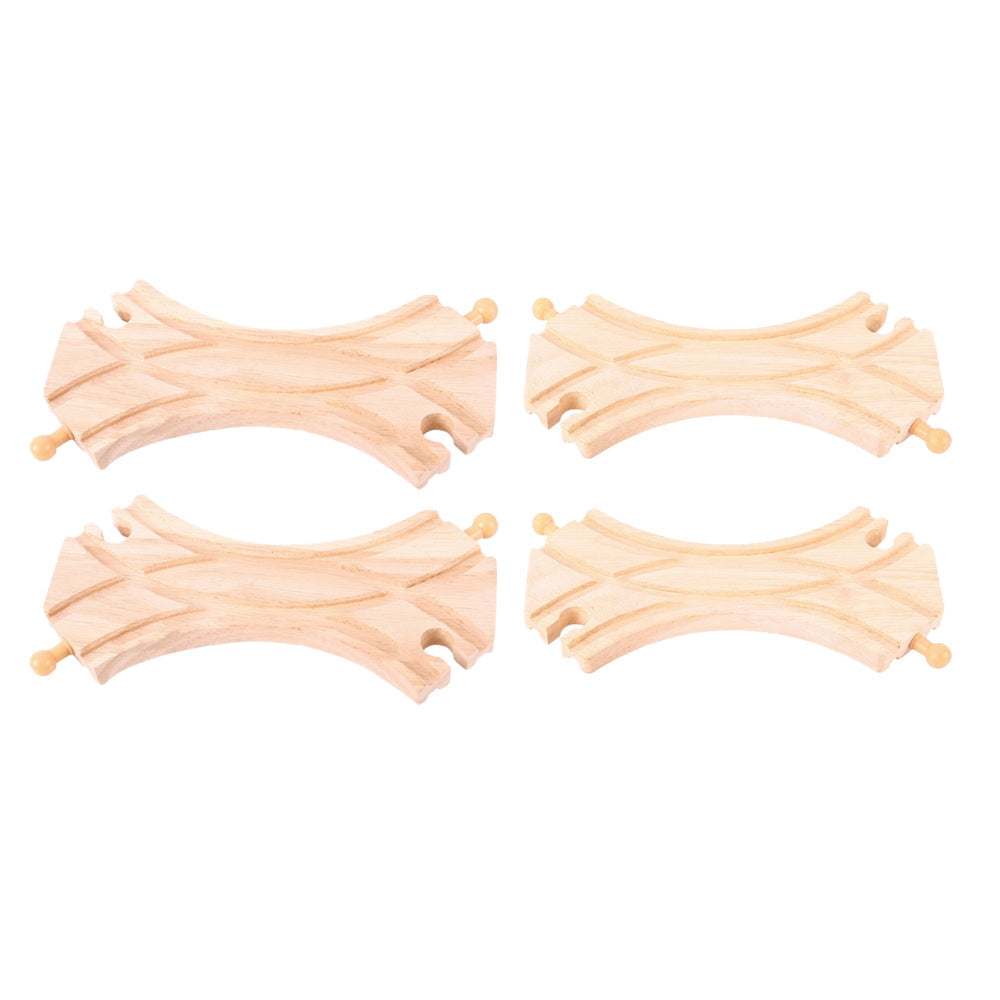 Bigjigs Rail 2pc Bigjigs 18cm Railway Double Curved Turnouts Tracks Kids Wooden Toy 3y+ (2 Pack)