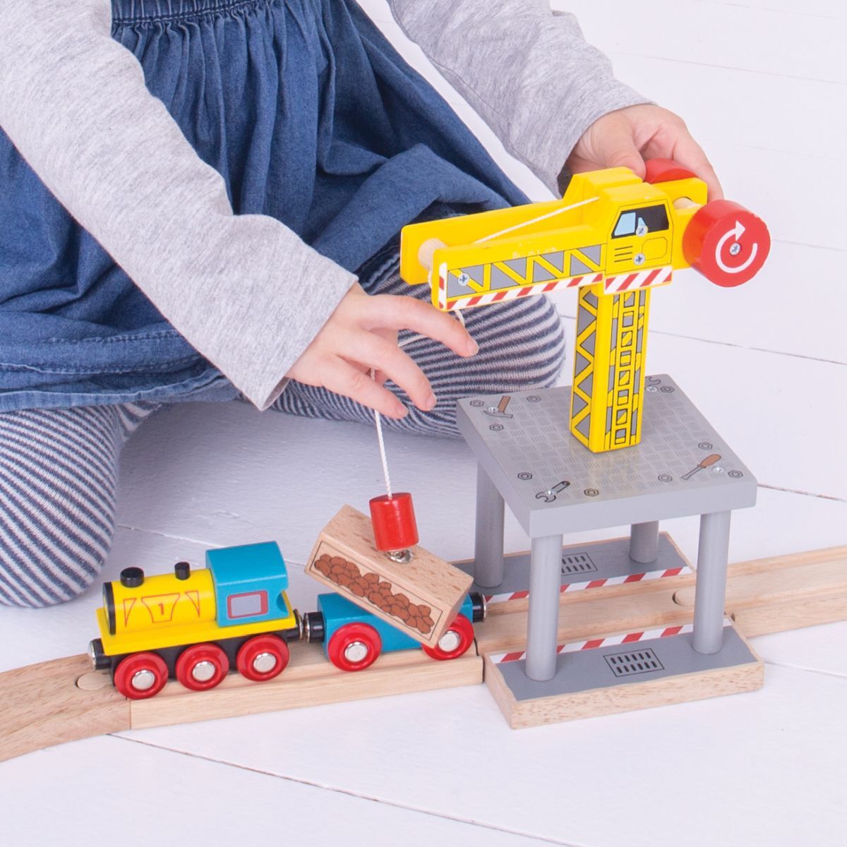 Bigjigs Rail 21cm Big Yellow Crane Kids Wooden Toy Train/Railway Accessory 3y+ — image 2