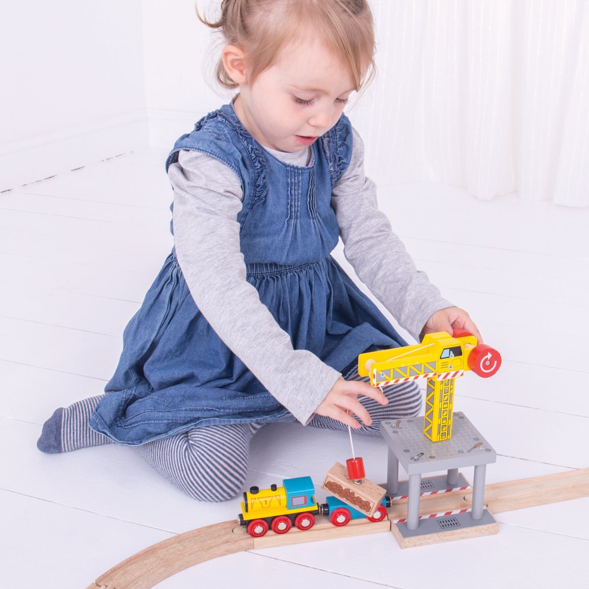 Bigjigs Rail 21cm Big Yellow Crane Kids Wooden Toy Train/Railway Accessory 3y+ — image 3