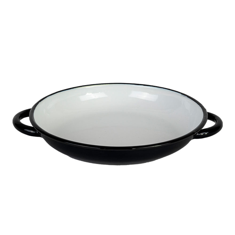 Urban Style Enamelware 24cm Ragout Plate Food Dinner Dish w/ Handle Black/White
