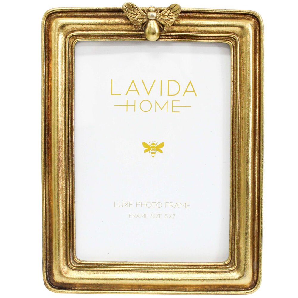 LVD 17x2x22cm Aged Gold Resin Vintage-Lux Bee Photo/Picture Frame 5x7