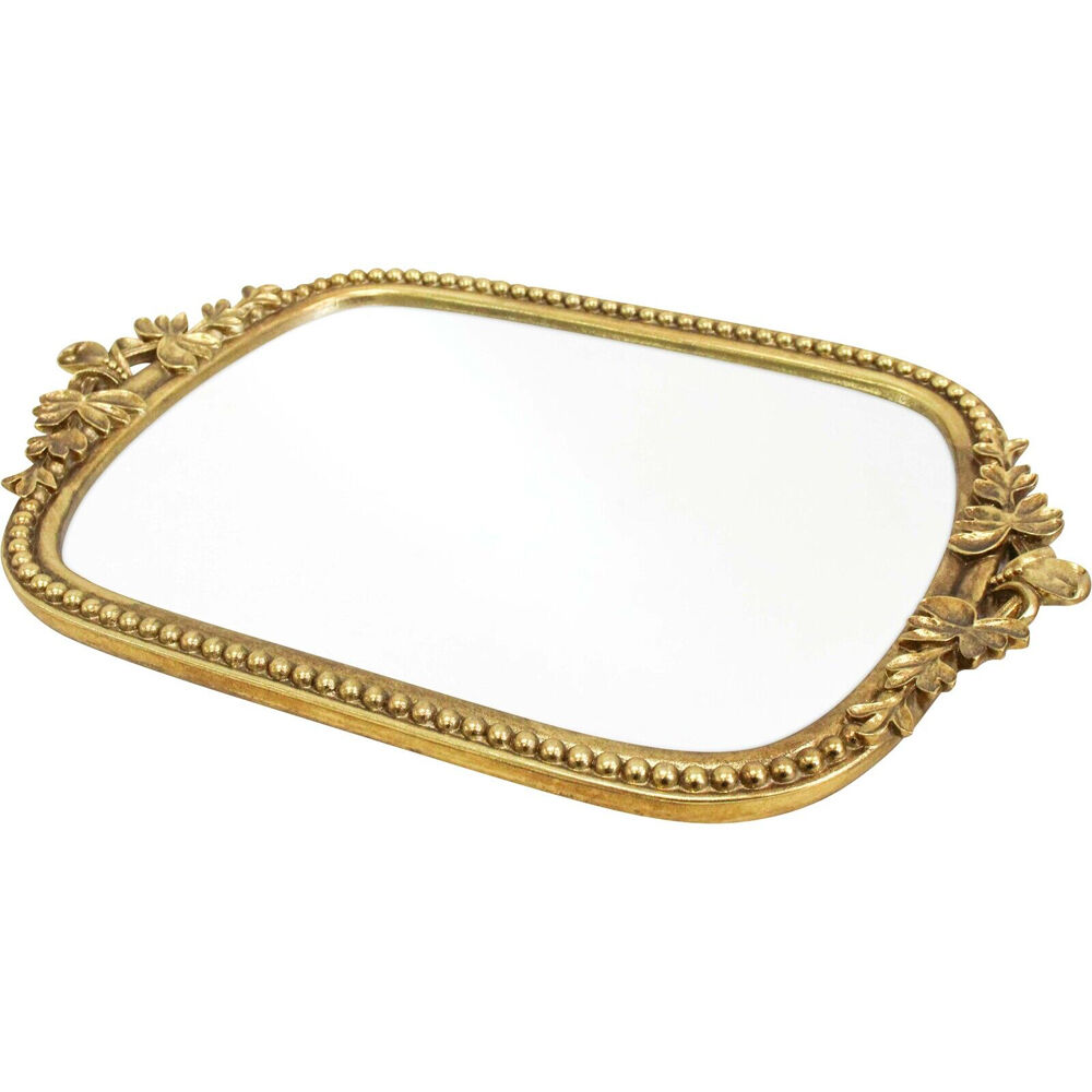 LVD 46.5x30cm Gold Large Arabella Resin Mirrored Trinket Display Tray — image 2