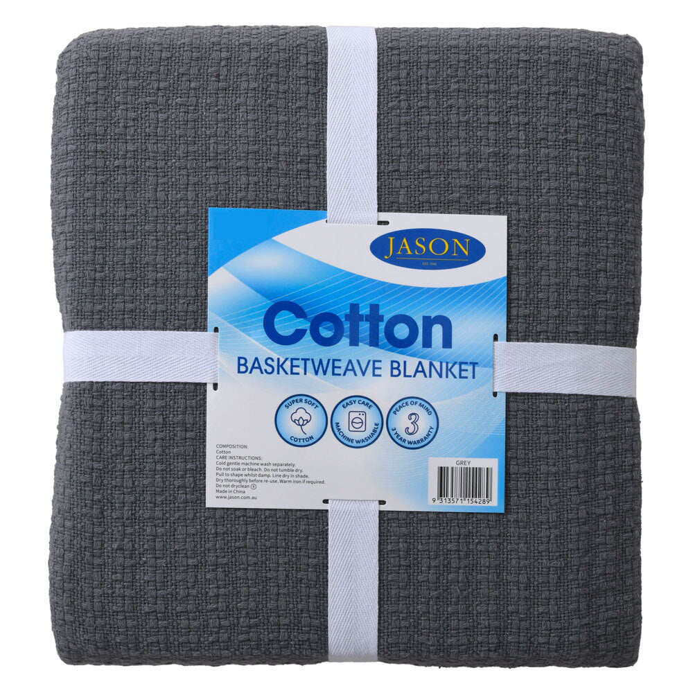 Jason Size Queen/King Bed 230x250cm Cotton Basketweave Pattern Blanket — image 2