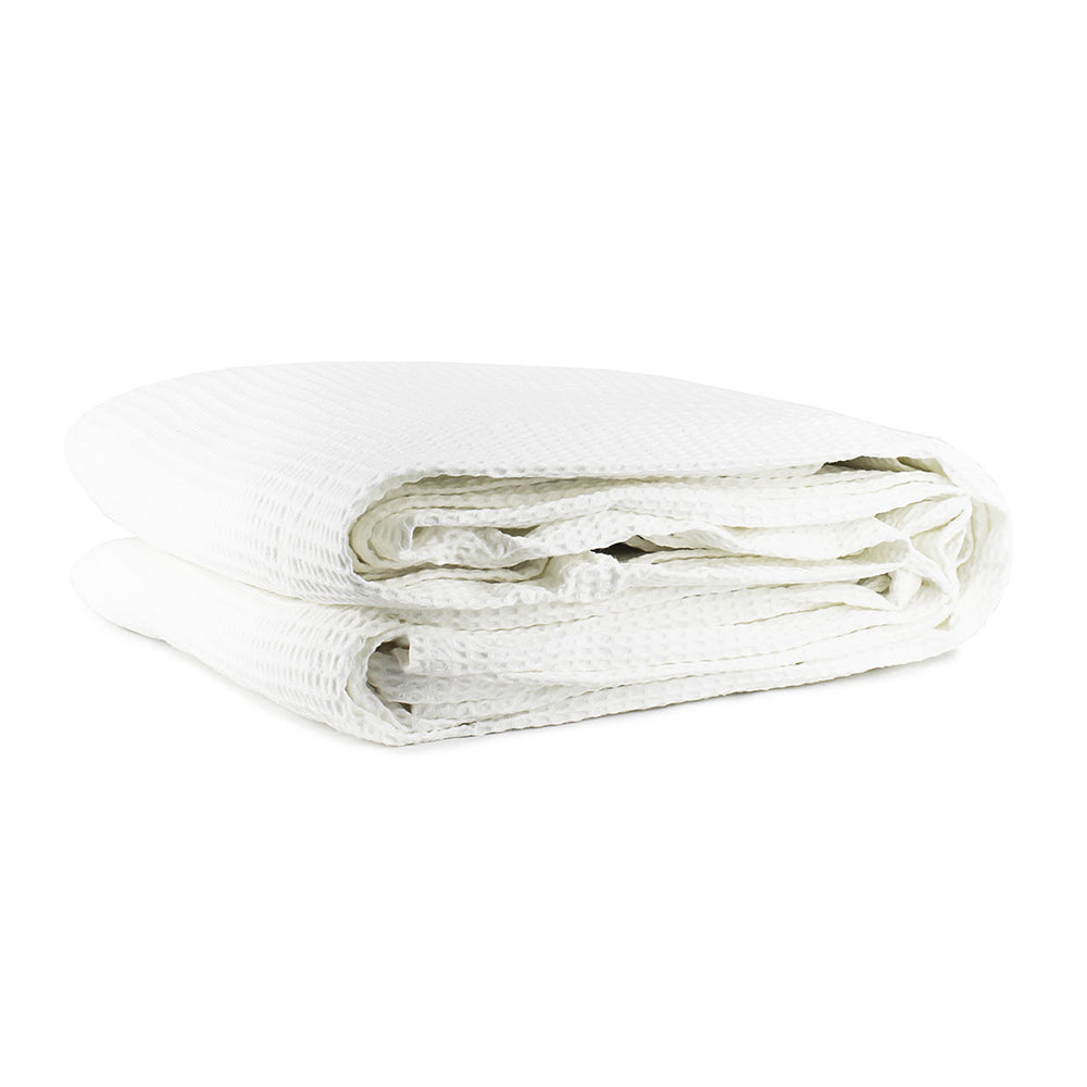 Jason Commercial Single Bed Cotton Waffle Blanket 180x245cm White 340GSM Bedding