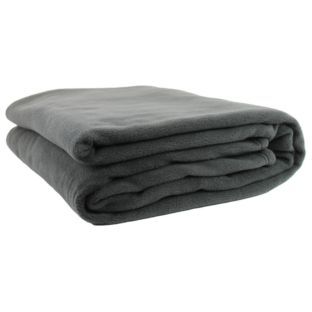 Jason Commercial Queen Bed Premium Polar Fleece Blanket 245x255cm Charcoal