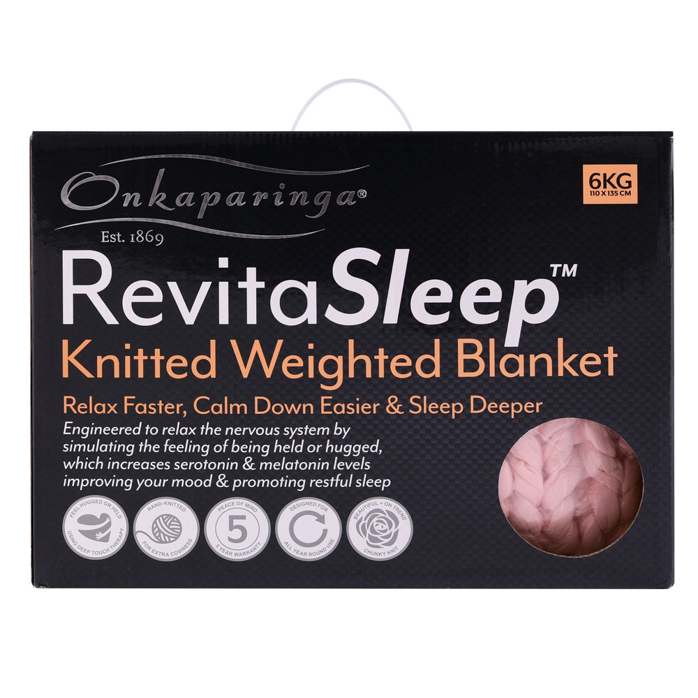 Onkaparinga 6kg Knitted Sleep Weighted Blanket Heavy Home Bedding Soft Peach — image 2