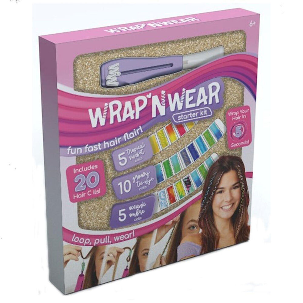 Wrap N Wear Starter Kit Hair Coils Set w/Styling Tools for Kids 6y+ (20 Pieces)