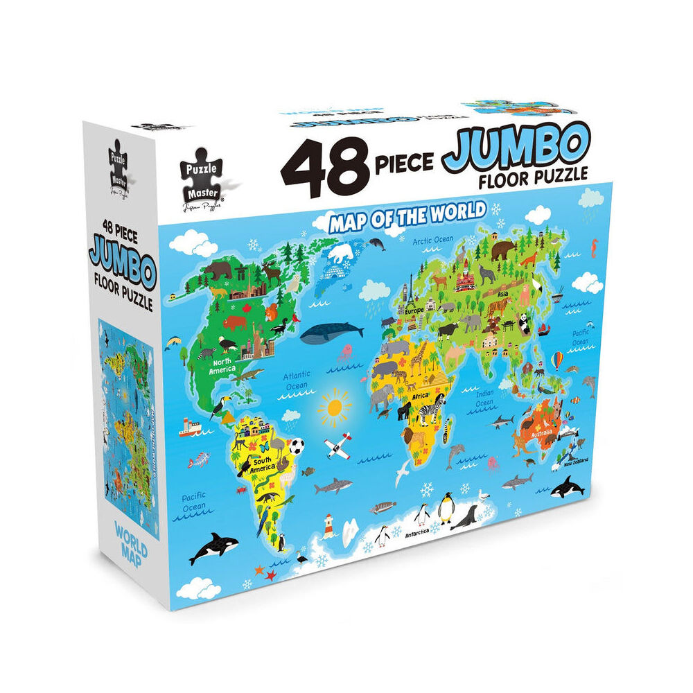 Puzzle Master Puzzlemaster Jumbo Floor Jigsaw Puzzle World Map Kids Activity 3y+ (48 Pieces)