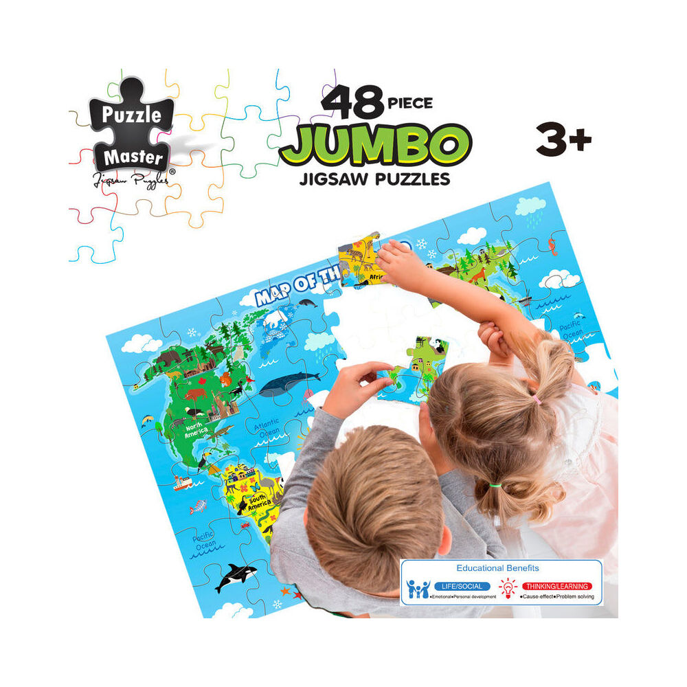 Puzzle Master Puzzlemaster Jumbo Floor Jigsaw Puzzle World Map Kids Activity 3y+ (48 Pieces) — image 4