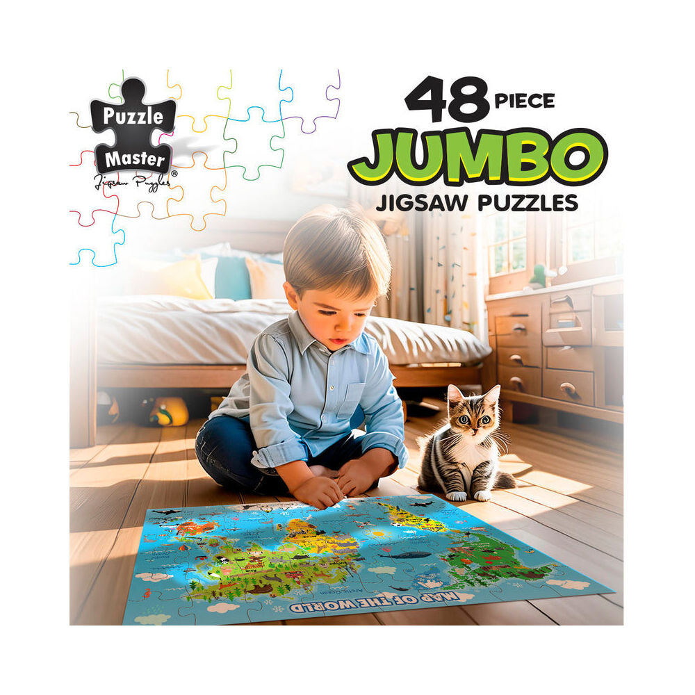 Puzzle Master Puzzlemaster Jumbo Floor Jigsaw Puzzle World Map Kids Activity 3y+ (48 Pieces) — image 5