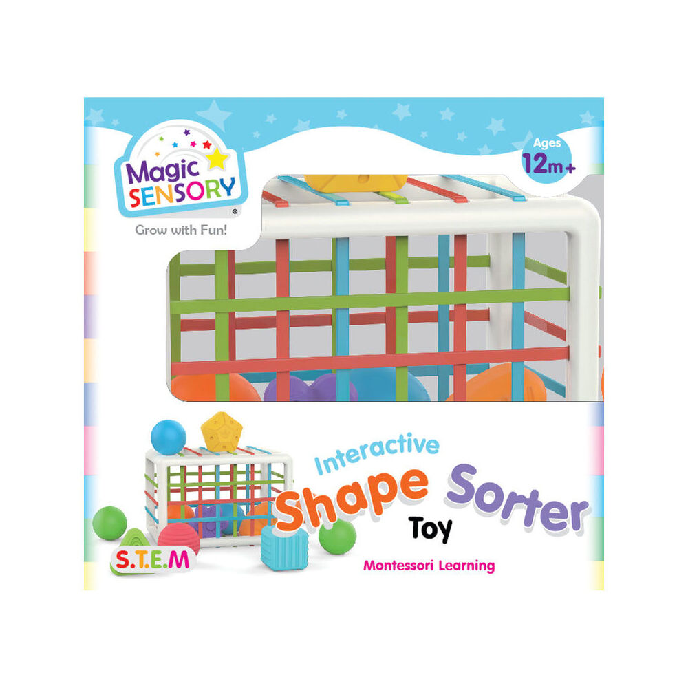 Magic Sensory Shape Sorter Toy Bin Soft Balls Elastic Bands Kids 18m+ (10 Pieces)