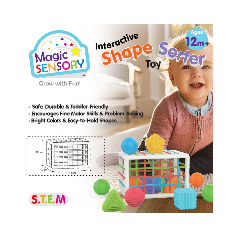 Magic Sensory Shape Sorter Toy Bin Soft Balls Elastic Bands Kids 18m+ (10 Pieces) — image 3