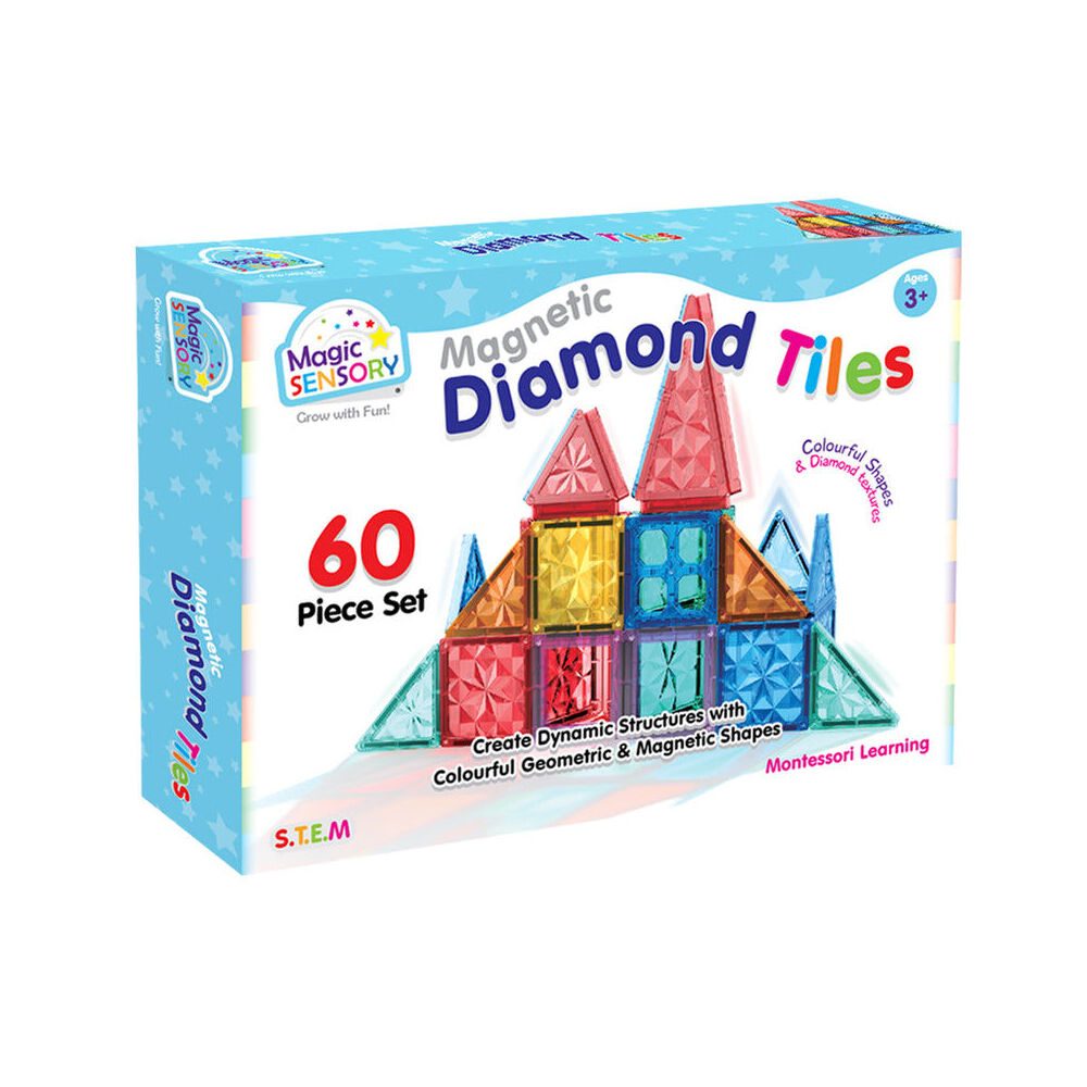 Magic Sensory Magnetic Diamond Tiles Textured Colourful STEM Set 3y+ (60 Pieces) — image 2