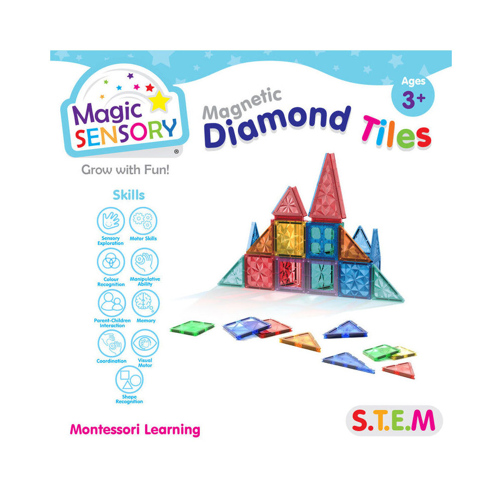 Magic Sensory Magnetic Diamond Tiles Textured Colourful STEM Set 3y+ (60 Pieces) — image 8