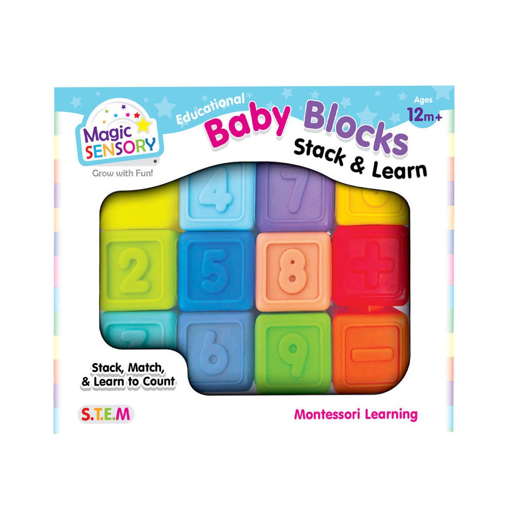 Magic Sensory Montessori Learning Numbered Colourful Baby Blocks 12m+ (12 Pieces)