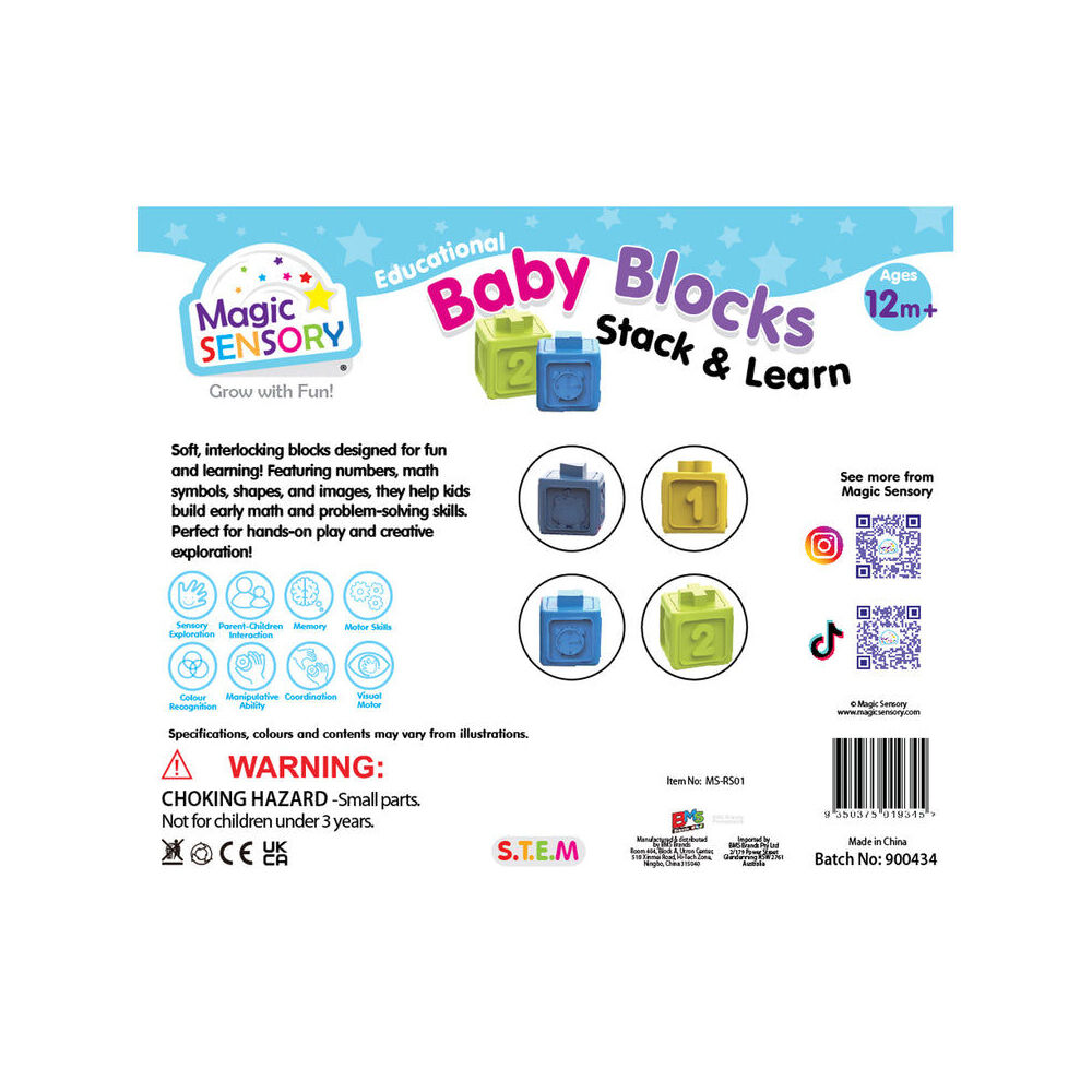 Magic Sensory Montessori Learning Numbered Colourful Baby Blocks 12m+ (12 Pieces) — image 2