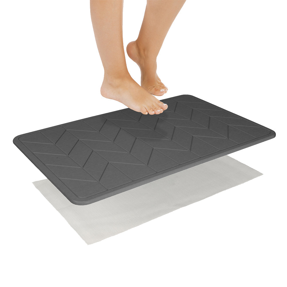 Algodon 60x39cm Dri Bath /Mat Bathroom/Shower Water Absorbing — Charcoal
