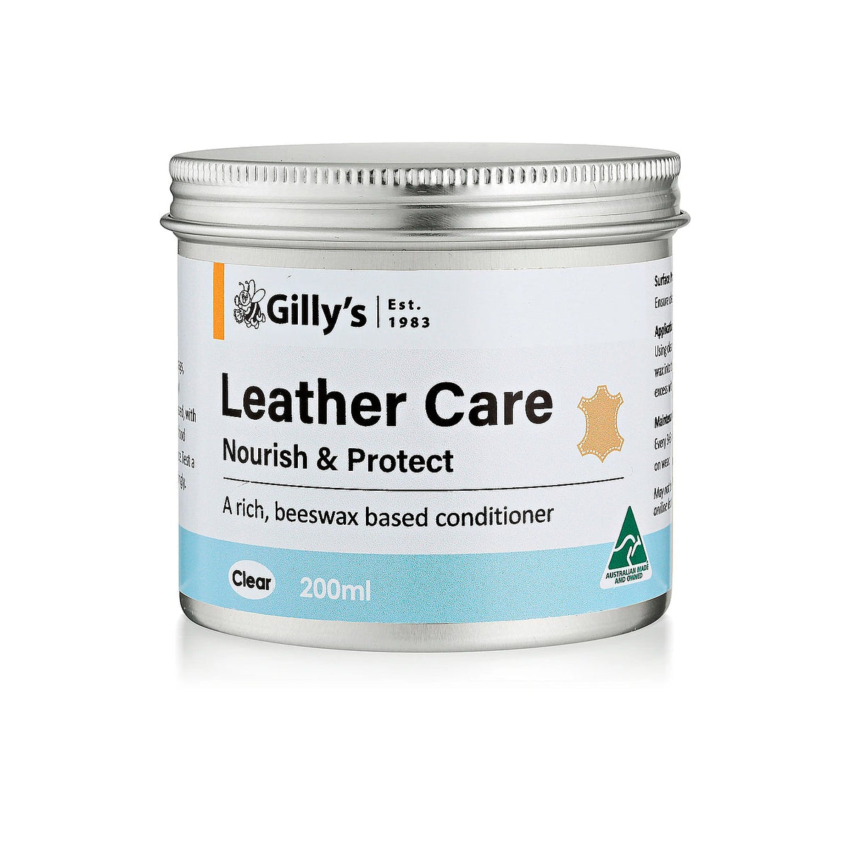 Gilly's Clear 200ml Leather Care Nourish & Protect Conditioner For Furniture