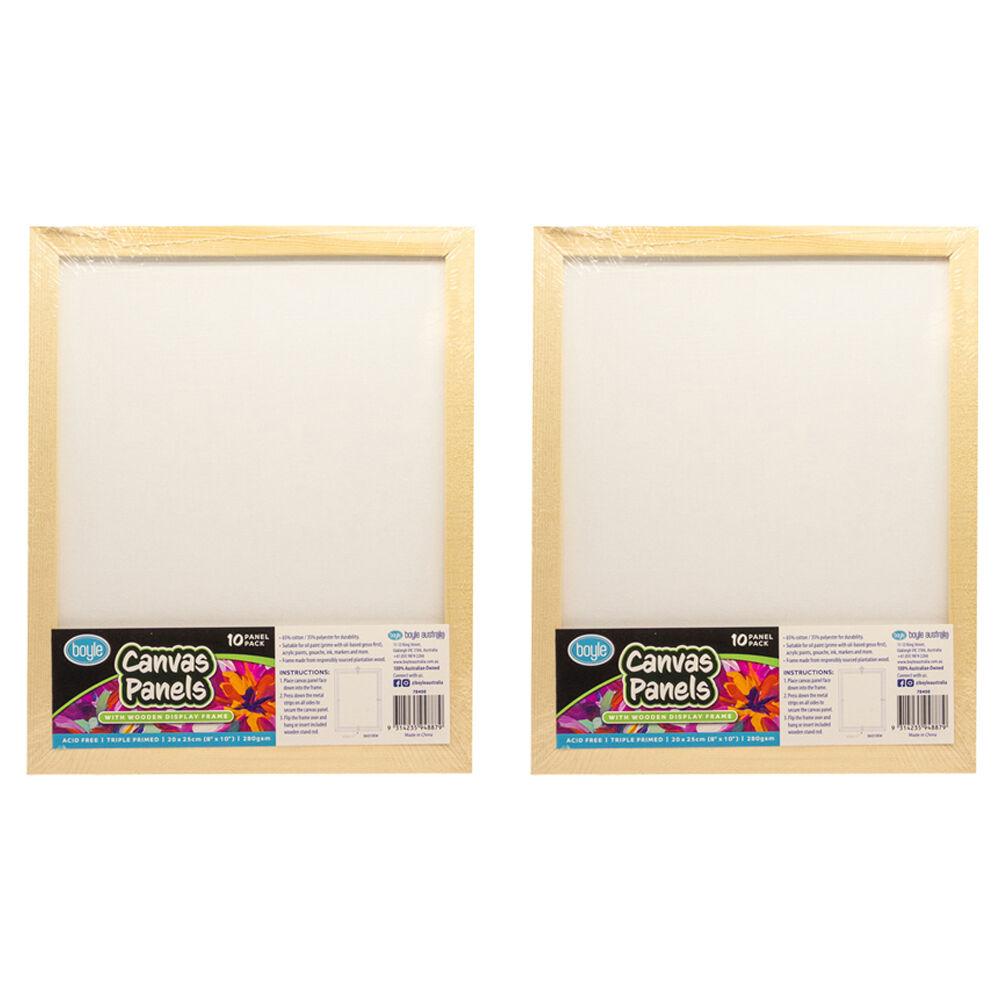 Boyle 10PK Boyle Blank Canvas Panels w/1x Display Frame for Painting 20x25cm (2 Pack)