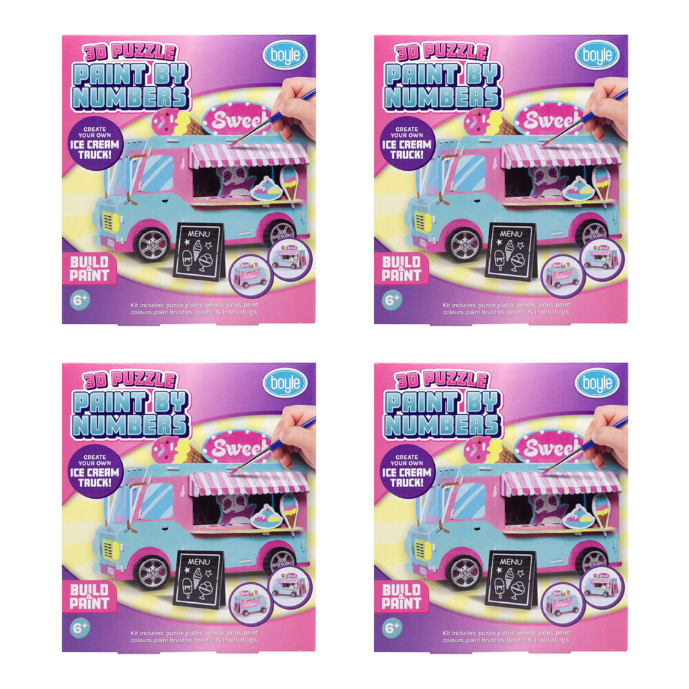 Boyle 3D Puzzle Paint By Numbers Kids DIY Craft Kit Ice Cream Truck 6y+ (4 Pack)