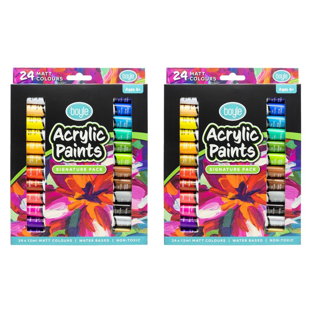 Boyle 24PK Boyle Acrylic Paints Colour Set Signature Pack Non-Toxic/Water Based 6y+ (2 Pack)