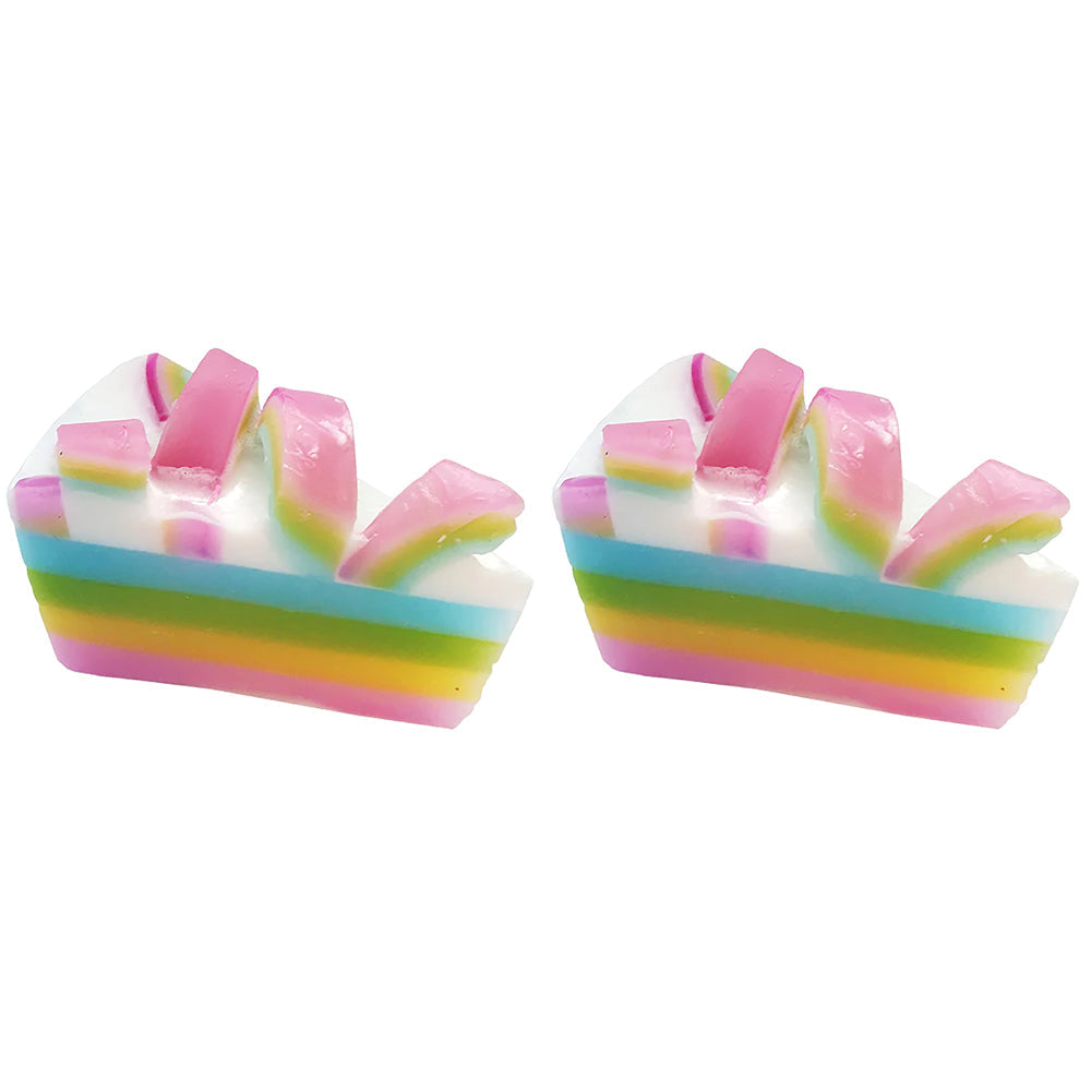 Bomb Cosmetics Raspberry Rainbow Scented Soap Cake Bar Body Shower Fragrance (2 Pack)