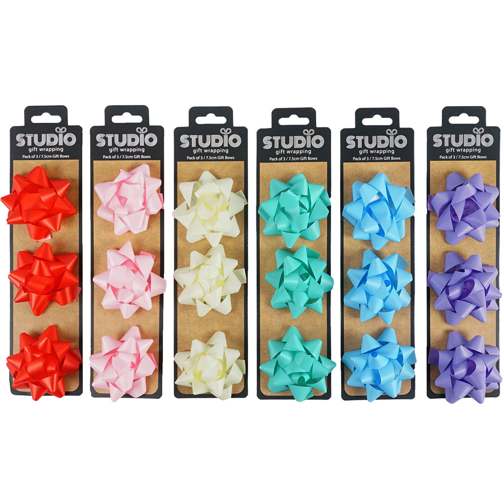 Studio Gift Wrapping 7.5cm Gift Bow Home Party Decor Assorted Colours (3 Pieces) — image 2