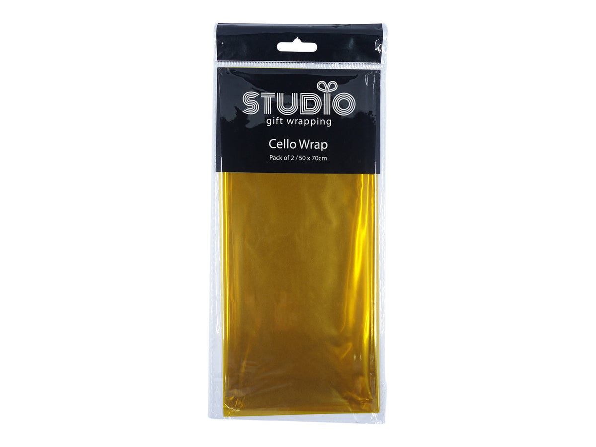 Studio Gift Wrapping Cello Wrap 50x70cm Decoration Present Decor (2 Pieces) — Yellow