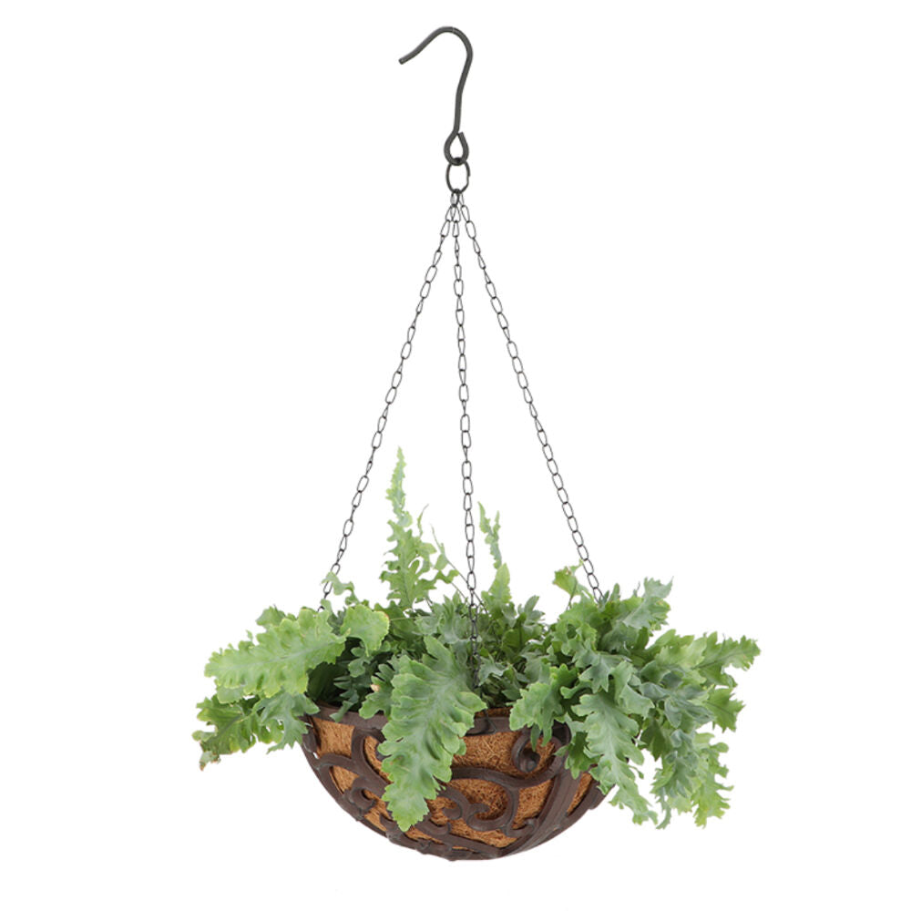 Esschert Design Cast Iron Hanging Basket Large Garden Decor 30cm Brown — image 2