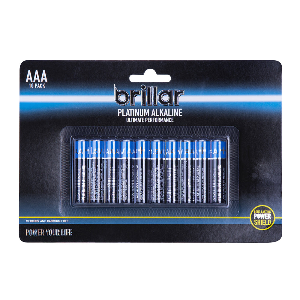 Brillar Multi-Pack AAA LR03 1.5v Battery Platinum Alkaline Batteries Blue (10 Pieces)