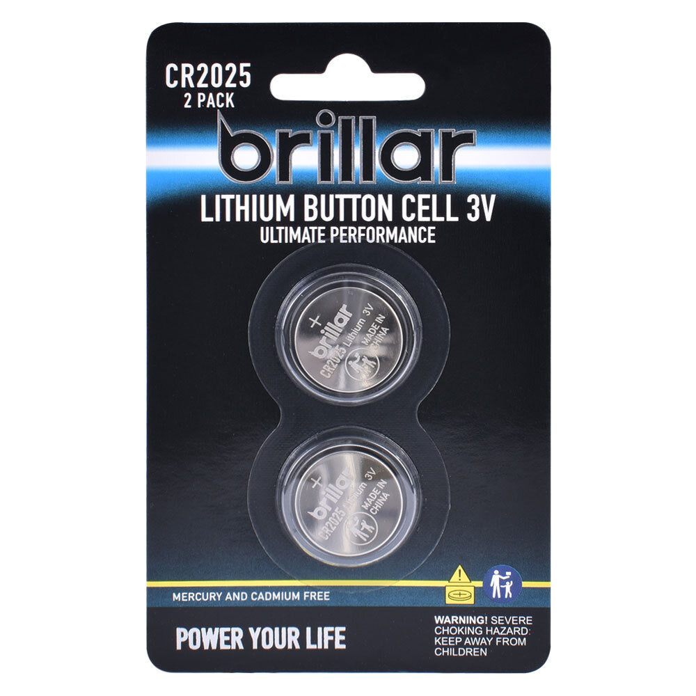 Brillar Lithium Button Cell 3V Long Lasting Coin Batteries - Cr2025 (2 Pieces)