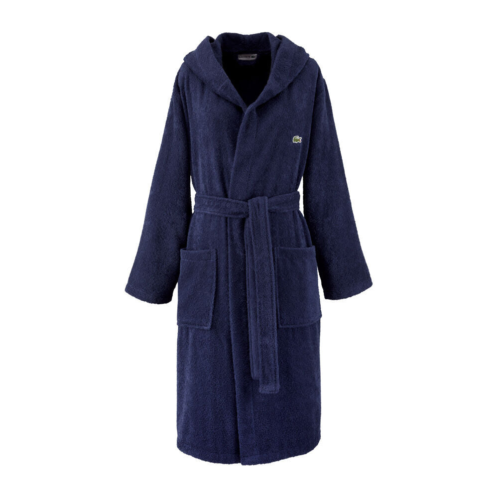 Lacoste Women's Open Bath Robe Towel Night Gown 100% Cotton Marine