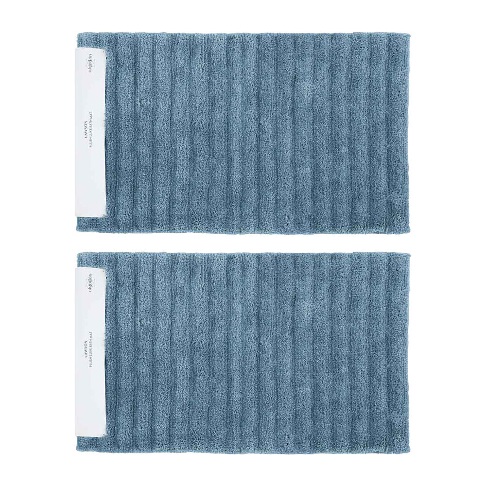 Algodon 50x100cm Bath Runner Non-Slip Soft Mat Lawson Plush Polyester Denim (2 Pack)