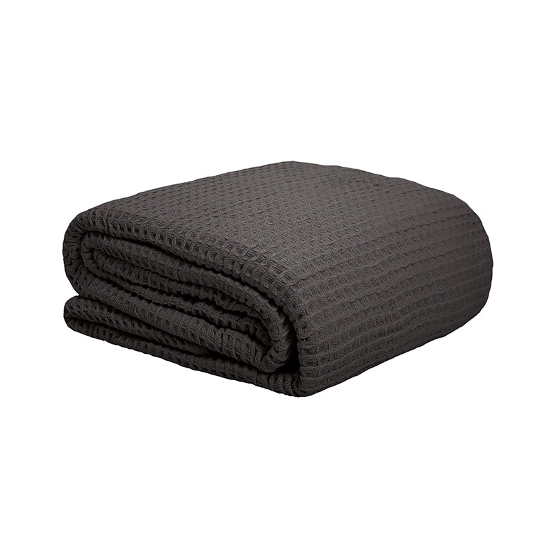 Bambury Queen/King Bed Waffle Weave Blanket Charcoal Woven Home Decor Bedding