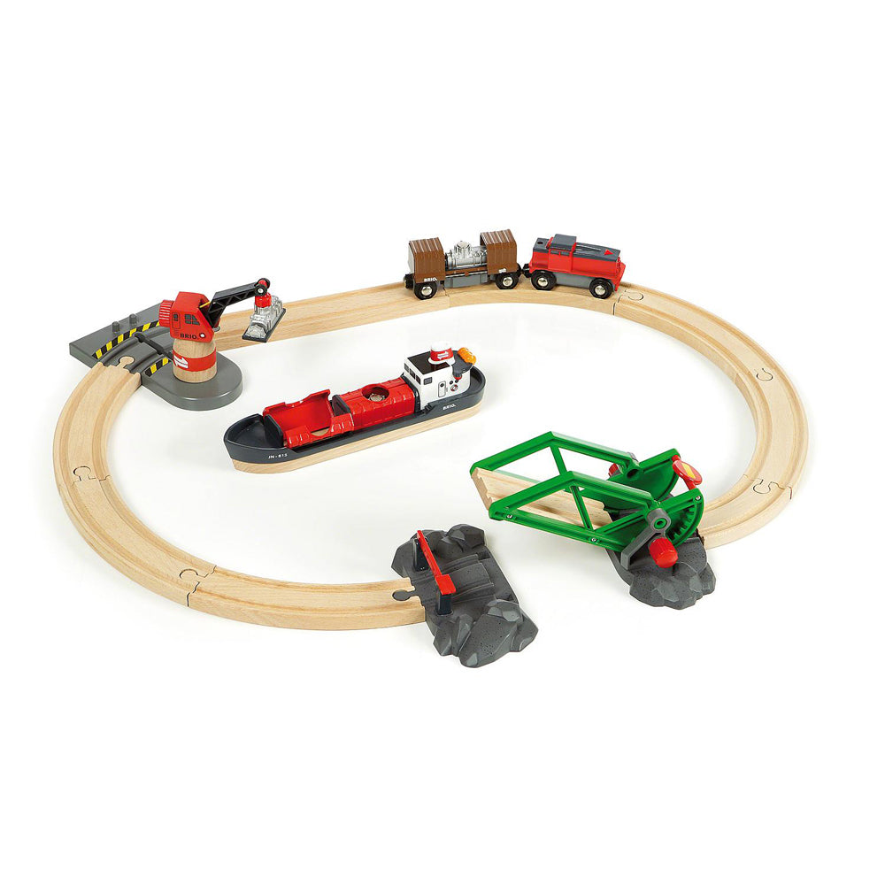 Brio Cargo Harbour Set Kids/Childrens Interactive Pretend Play Toy 3y+ (16 Pieces)