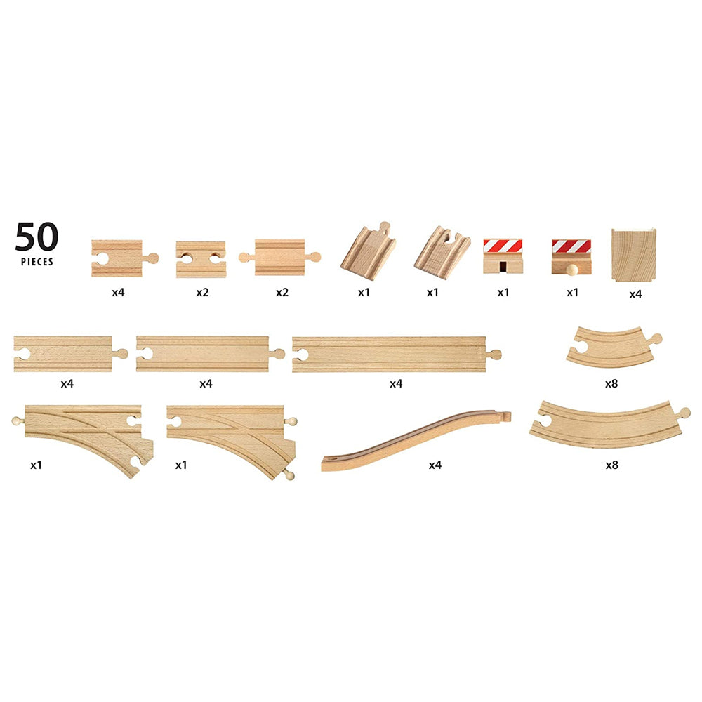 Brio World Wooden Train Tracks Pack Play Set Kids/Child Educational Toy 3y+ (50 Pieces) — image 2