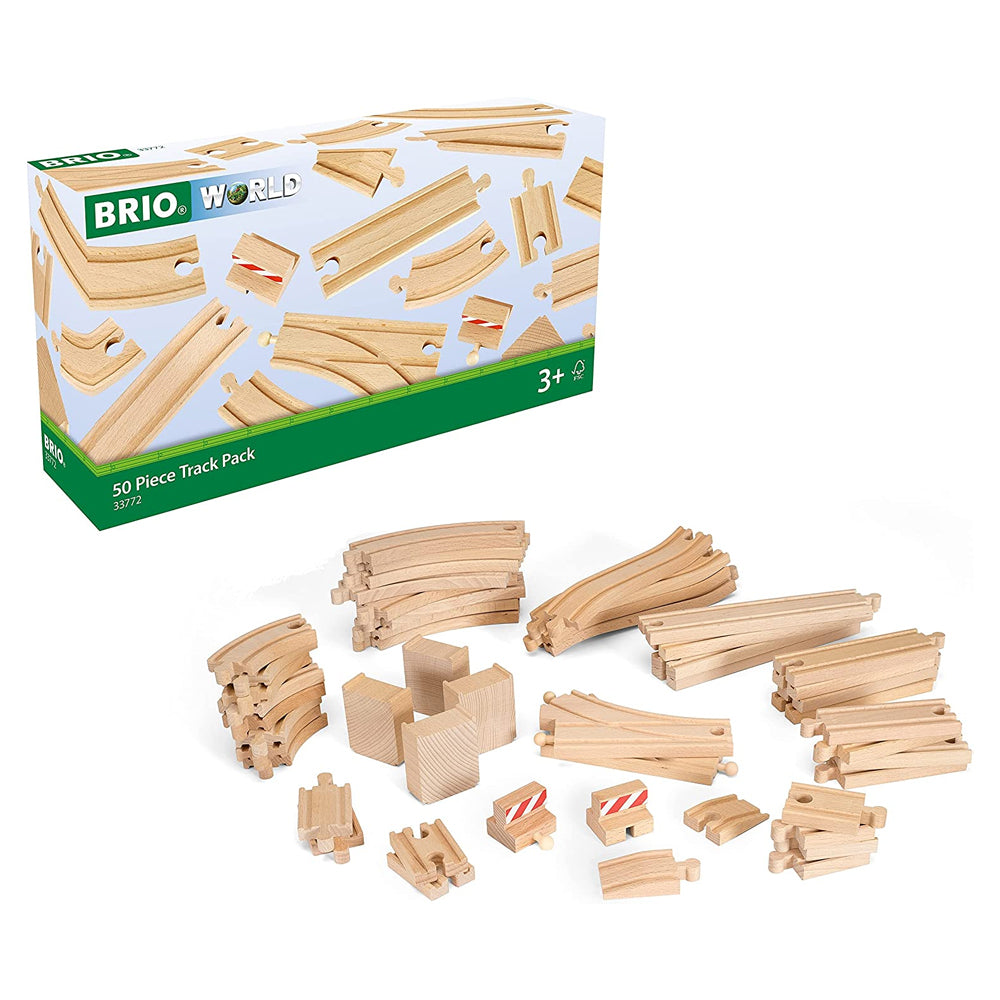 Brio World Wooden Train Tracks Pack Play Set Kids/Child Educational Toy 3y+ (50 Pieces)