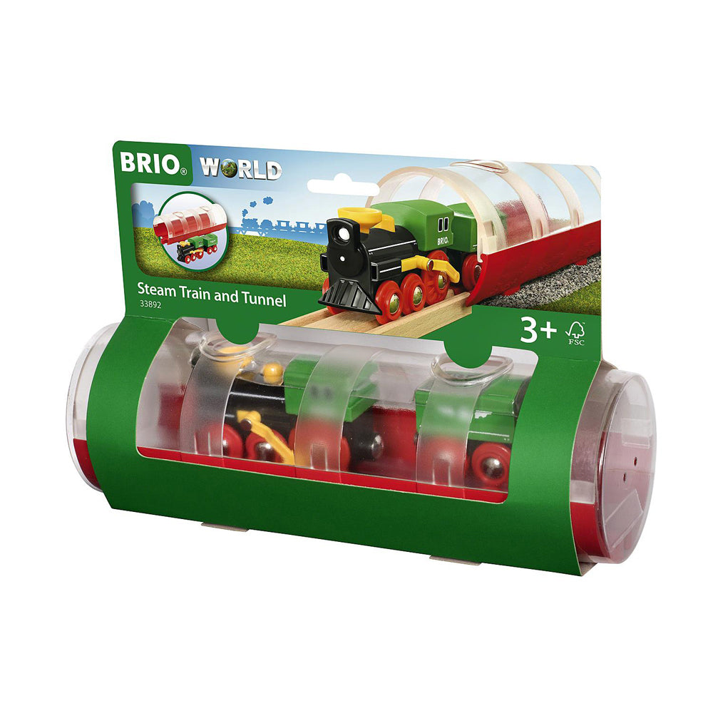 Brio Tunnel & Steam Train Kids/Childrens Pretend Play Interactive Toy 3y+ (3 Pieces)